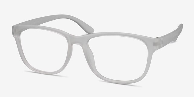 Milo Frosted Clear PlastiqueMontures de lunettes de vue d'EyeBuyDirect, Vue d'Angle