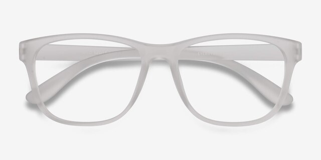 Milo Frosted Clear PlastiqueMontures de lunettes de vue d'EyeBuyDirect, Vue Rapprochée