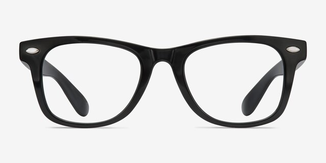 Atlee Noir PlastiqueMontures de lunettes de vue d'EyeBuyDirect, Vue de Face