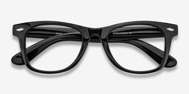 Atlee Noir PlastiqueMontures de lunettes de vue d'EyeBuyDirect, Vue Rapprochée