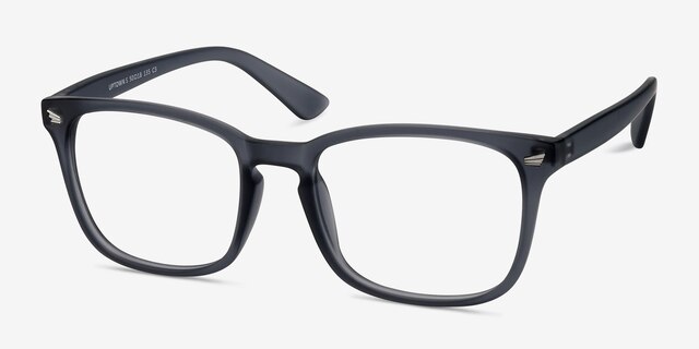 Uptown Matte Gray PlasticEyeglass Frames from EyeBuyDirect, Angle View