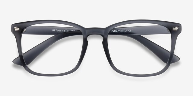 Uptown Matte Gray PlasticEyeglass Frames from EyeBuyDirect, Closed View