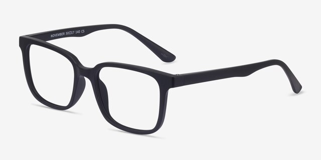 November Matte Black PlasticEyeglass Frames from EyeBuyDirect, Angle View