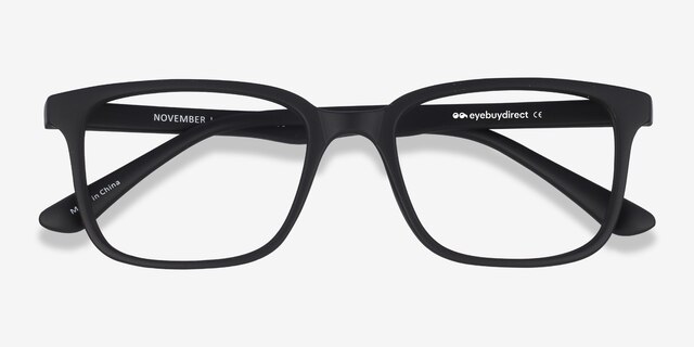 November Matte Black PlasticEyeglass Frames from EyeBuyDirect, Closed View