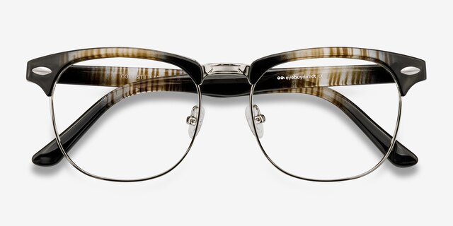 Coexist Striped Plastic-metalEyeglass Frames from EyeBuyDirect, Closed View