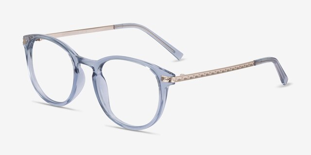 Daphne Clear Blue Plastic-metalMontures de lunettes de vue d'EyeBuyDirect, Vue d'Angle