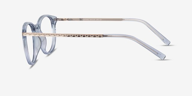 Daphne Clear Blue Plastic-metalMontures de lunettes de vue d'EyeBuyDirect, Vue de Côté