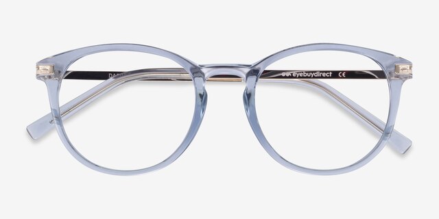 Daphne Clear Blue Plastic-metalMontures de lunettes de vue d'EyeBuyDirect, Vue Rapprochée