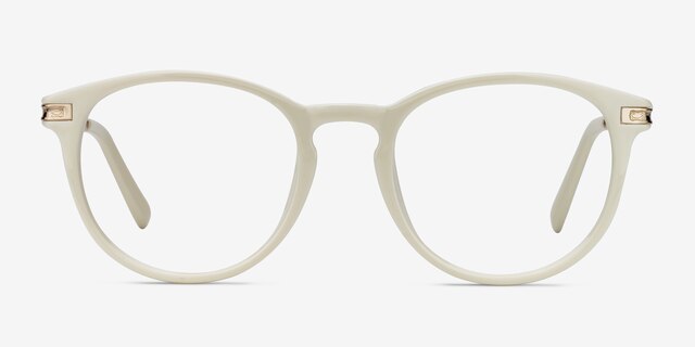 Daphne White Plastic-metalEyeglass Frames from EyeBuyDirect, Front View
