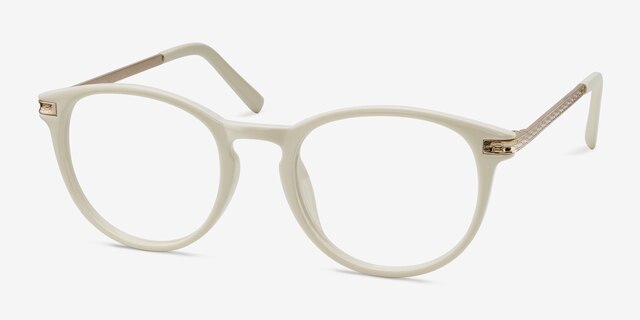 Daphne White Plastic-metalEyeglass Frames from EyeBuyDirect, Angle View