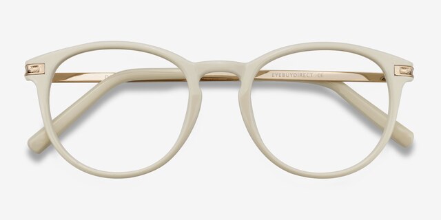Daphne White Plastic-metalEyeglass Frames from EyeBuyDirect, Closed View