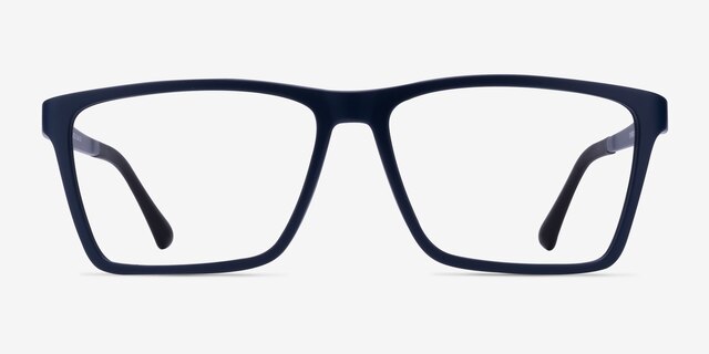 Equation Matte Navy PlasticEyeglass Frames from EyeBuyDirect, Front View