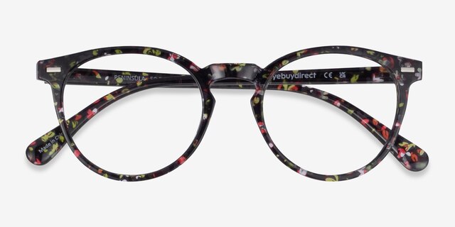Peninsula Red Floral PlasticEyeglass Frames from EyeBuyDirect, Closed View