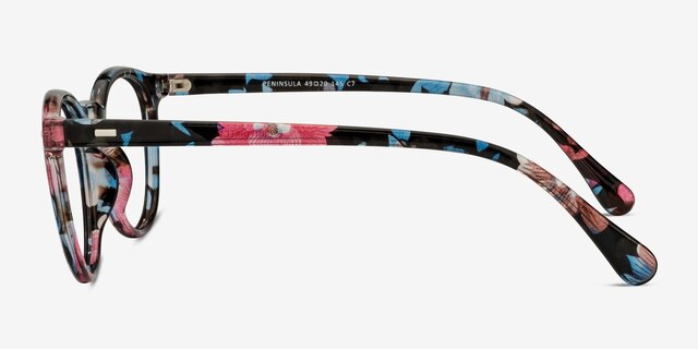 Peninsula Blue Floral PlasticEyeglass Frames from EyeBuyDirect, Side View