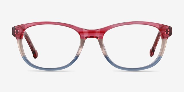 Nifty Pink Striped AcetateEyeglass Frames from EyeBuyDirect, Front View