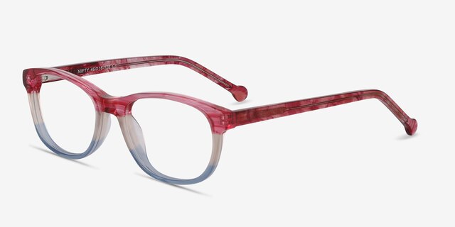 Nifty Pink Striped AcetateEyeglass Frames from EyeBuyDirect, Angle View