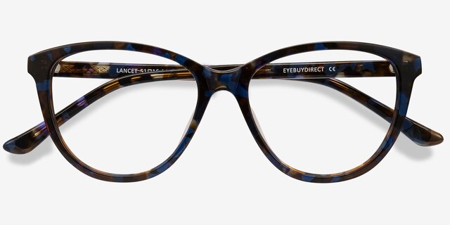 Lancet Blue Floral AcetateEyeglass Frames from EyeBuyDirect, Closed View