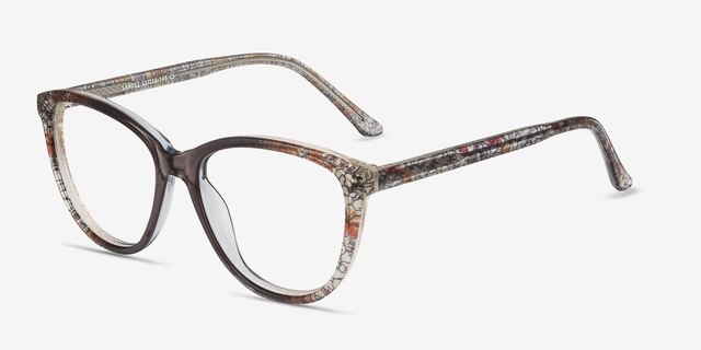 Lancet Clear Floral AcétateMontures de lunettes de vue d'EyeBuyDirect, Vue d'Angle