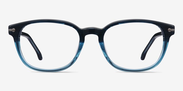Nova Blue Striped AcétateMontures de lunettes de vue d'EyeBuyDirect, Vue de Face