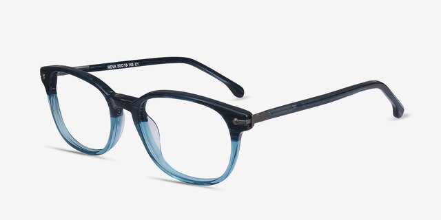 Nova Blue Striped AcétateMontures de lunettes de vue d'EyeBuyDirect, Vue d'Angle