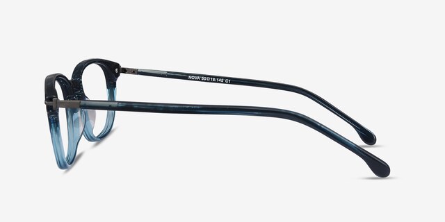 Nova Blue Striped AcétateMontures de lunettes de vue d'EyeBuyDirect, Vue de Côté