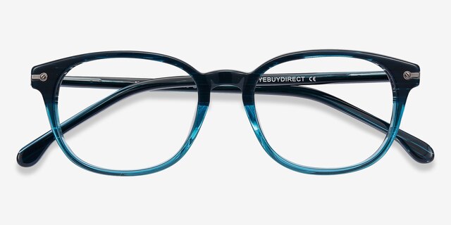 Nova Blue Striped AcétateMontures de lunettes de vue d'EyeBuyDirect, Vue Rapprochée