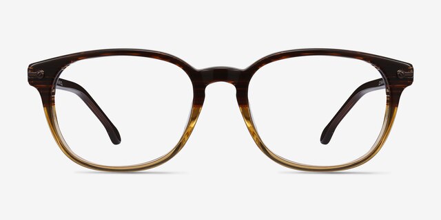 Nova Brown Striped AcétateMontures de lunettes de vue d'EyeBuyDirect, Vue de Face