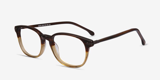 Nova Brown Striped AcétateMontures de lunettes de vue d'EyeBuyDirect, Vue d'Angle