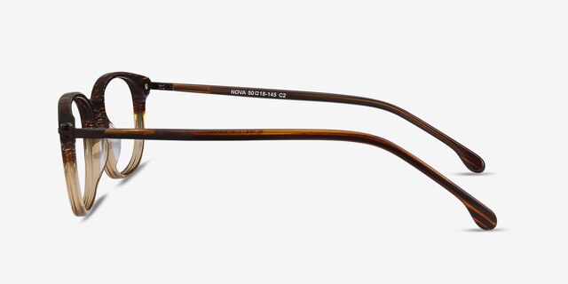 Nova Brown Striped AcétateMontures de lunettes de vue d'EyeBuyDirect, Vue de Côté