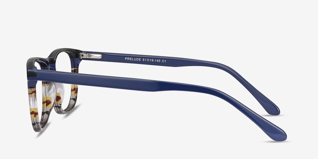 Prelude Blue Striped AcetateEyeglass Frames from EyeBuyDirect, Side View