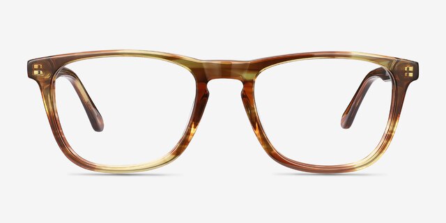Prelude Brown Striped AcetateEyeglass Frames from EyeBuyDirect, Front View
