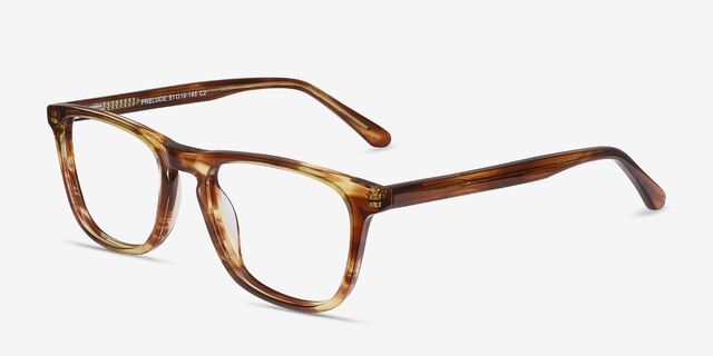 Prelude Brown Striped AcetateEyeglass Frames from EyeBuyDirect, Angle View