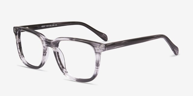 Kent Gray Striped AcetateEyeglass Frames from EyeBuyDirect, Angle View