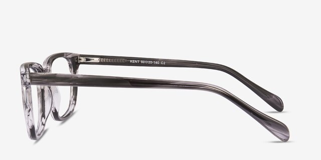 Kent Gray Striped AcetateEyeglass Frames from EyeBuyDirect, Side View