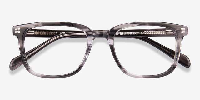Kent Gray Striped AcetateEyeglass Frames from EyeBuyDirect, Closed View