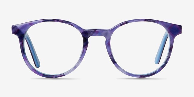 Lariat Purple Striped AcetateEyeglass Frames from EyeBuyDirect, Front View