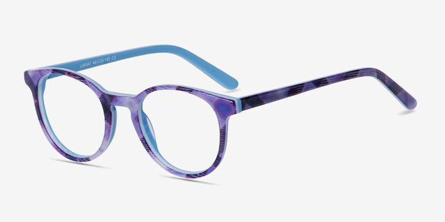 Lariat Purple Striped AcetateEyeglass Frames from EyeBuyDirect, Angle View