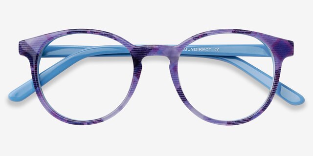 Lariat Purple Striped AcetateEyeglass Frames from EyeBuyDirect, Closed View