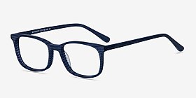 Botanist Navy Striped Acétate Montures de lunettes de vue d'EyeBuyDirect, Vue d'Angle