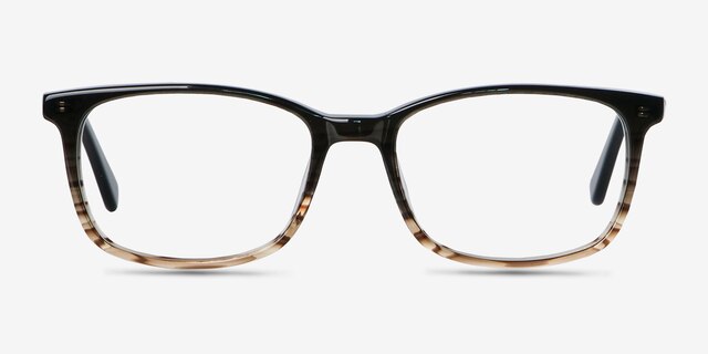 Botanist Gray Brown AcétateMontures de lunettes de vue d'EyeBuyDirect, Vue de Face