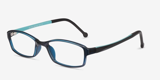 Glitch Clear Navy PlasticEyeglass Frames from EyeBuyDirect, Angle View