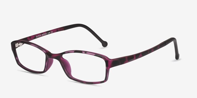 Glitch Tortoise Purple PlasticEyeglass Frames from EyeBuyDirect, Angle View