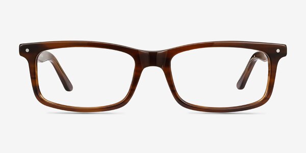 Mandi Brown Striped Acétate Montures de lunettes de vue