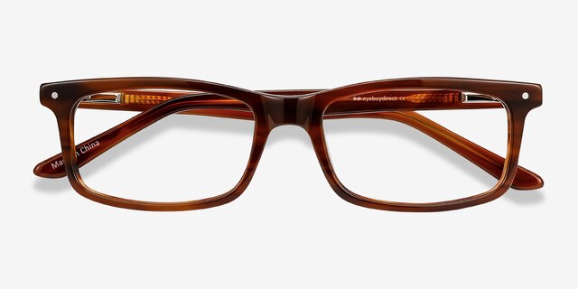 Mandi Brown Striped AcetateEyeglass Frames from EyeBuyDirect, Closed View