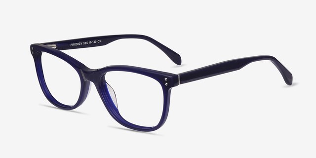 Prodigy Blue AcetateEyeglass Frames from EyeBuyDirect, Angle View