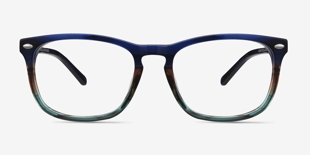 Costello Blue Striped AcetateEyeglass Frames from EyeBuyDirect, Front View