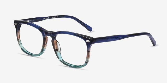 Costello Blue Striped AcetateEyeglass Frames from EyeBuyDirect, Angle View