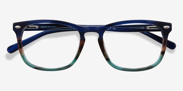 Costello Blue Striped AcetateEyeglass Frames from EyeBuyDirect, Closed View