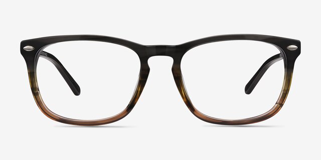 Costello Brown Striped AcetateEyeglass Frames from EyeBuyDirect, Front View