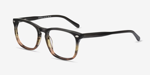 Costello Brown Striped AcetateEyeglass Frames from EyeBuyDirect, Angle View